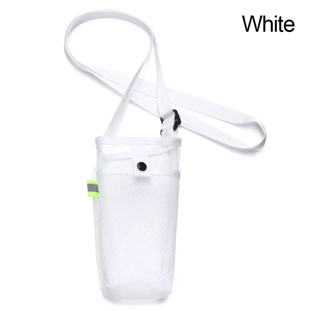 Portable Sport Water Bottle Cover With Strap Cup Sleeve Mesh Cup Pouch Mobile Phone Bag Visible Bag Outdoor Camping Accessories