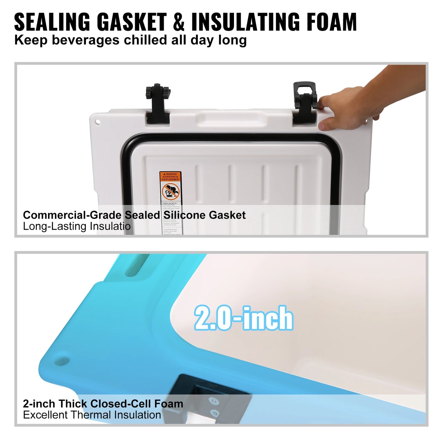 SucceBuy 25QT 33QT 45QT 52QT Hard Cooler Insulated Portable Large Capacity Ice Chest Cooling Box for Family Outdoor Camping Activities
