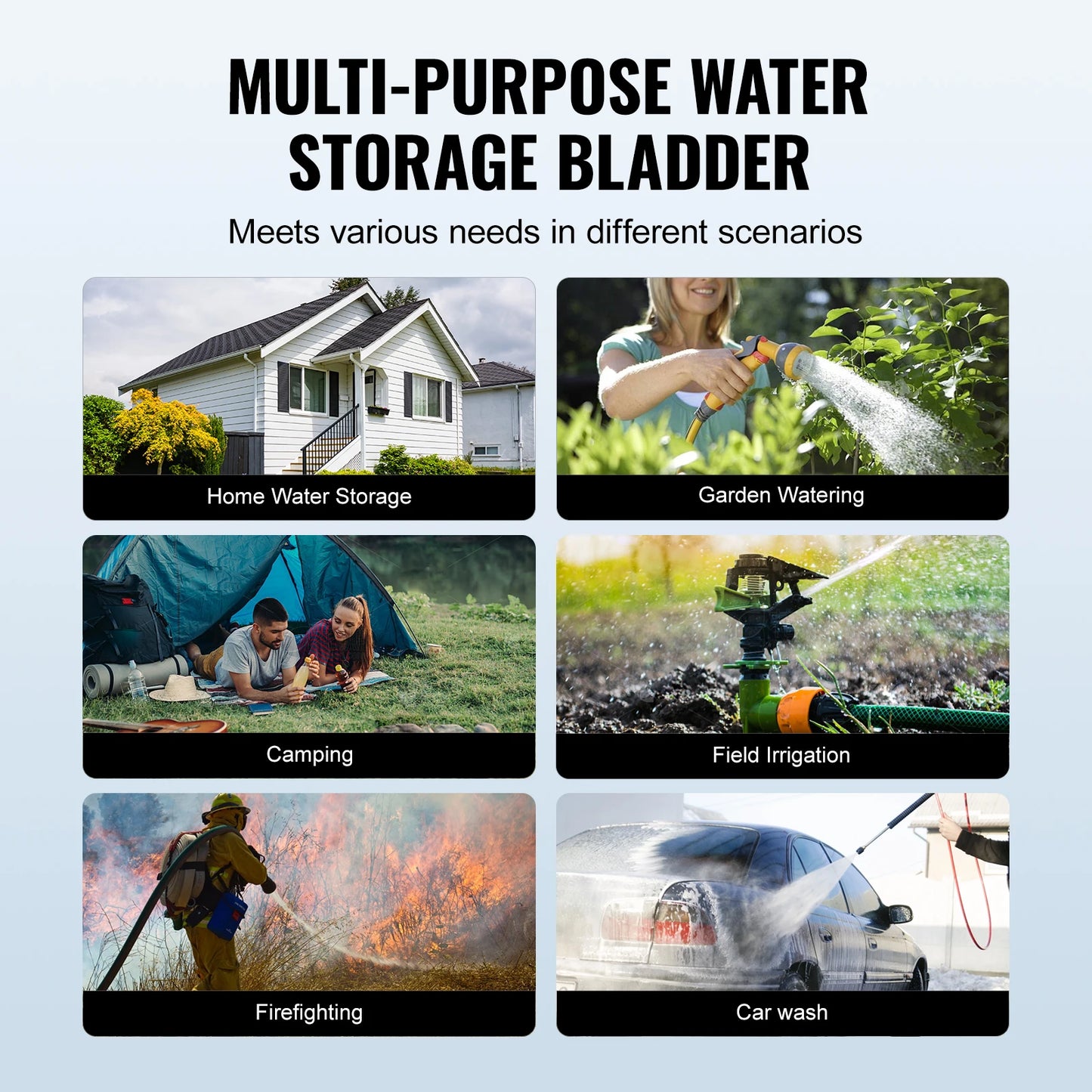 SucceBuy Water Storage Bladder PVC Collapsible Water Storage Containers Large Capacity Soft Water Bag Fire Prevention Camping