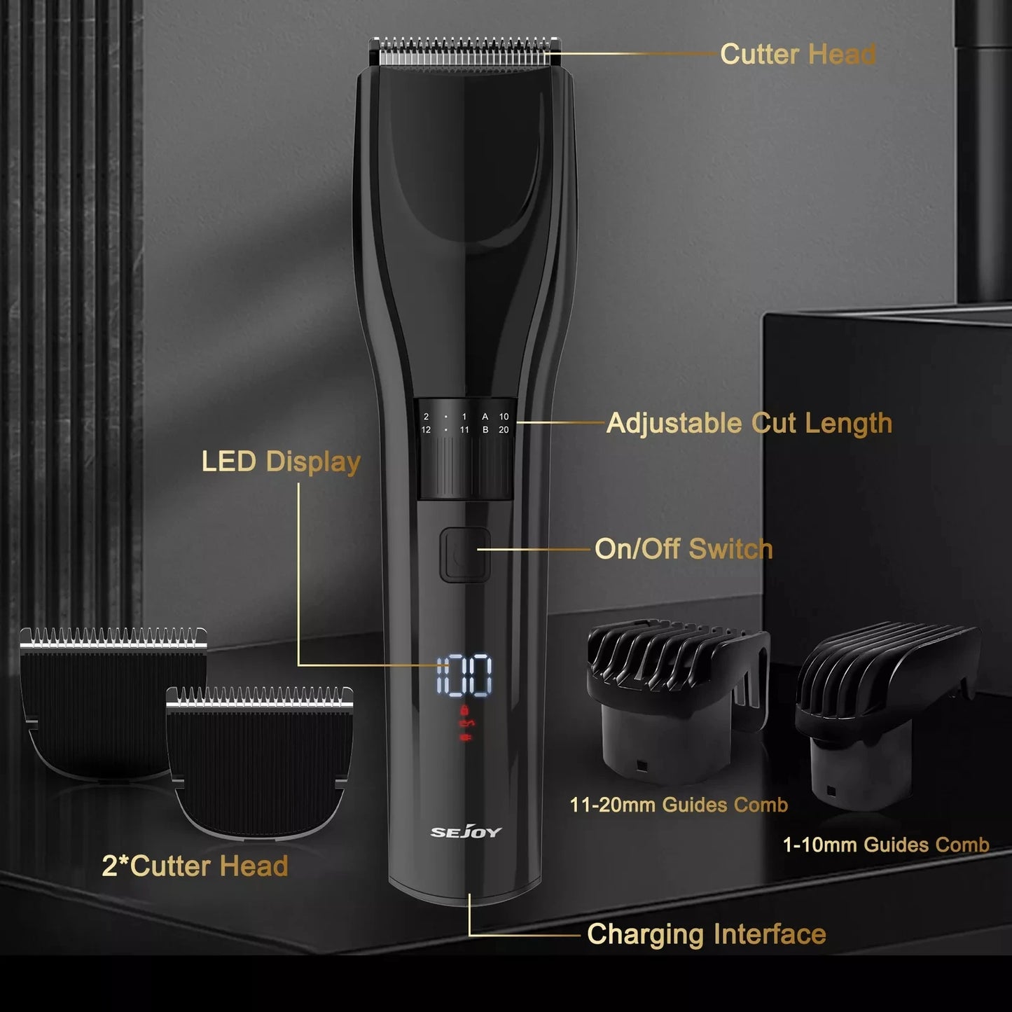 SEJOY Cordless Professional Hair Clippers Shaving Machine Men Trimmer Kit Men Cutting Machine Barber Electric shaver
