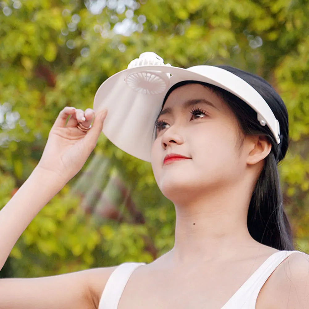 Sun Visor Hat With Fan Solar And USB Charging Sun Protection Hat Breathable Summer Cooling Fan Hat For Outdoor Camping Fishing