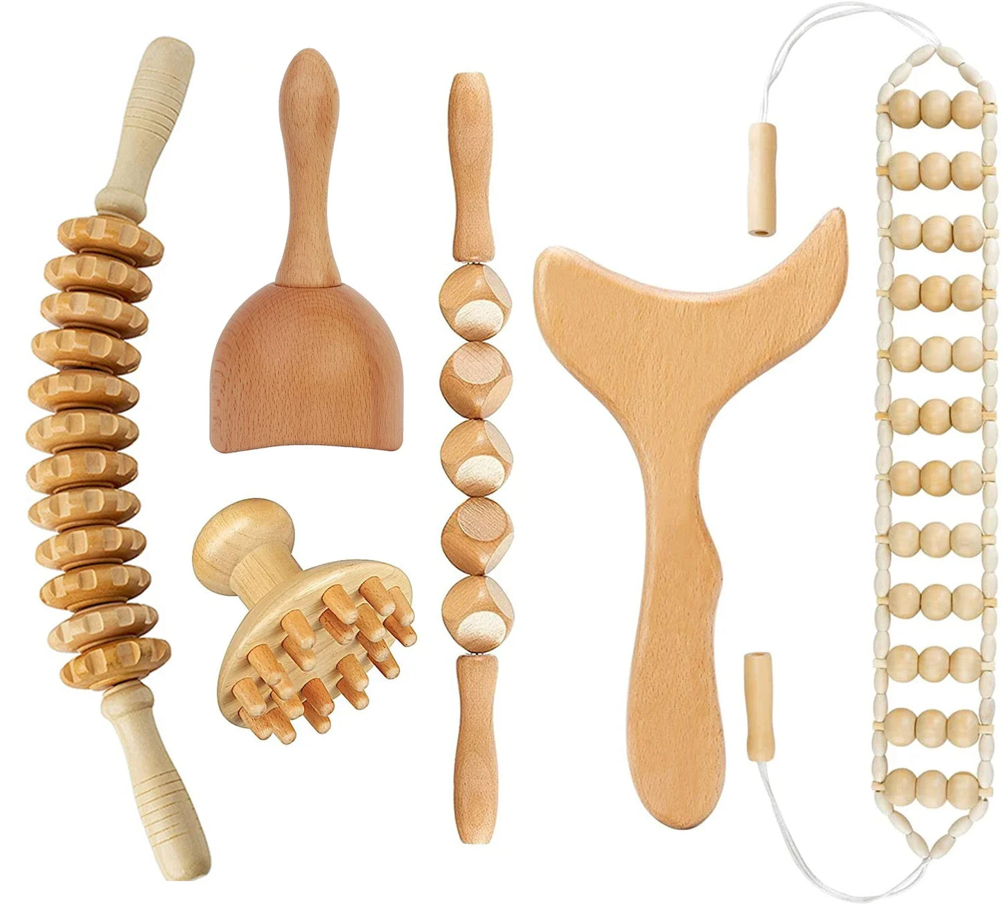 2/4/6/8PCS Wooden Therapy Massage Sets Pain Relief Maderoterapia CorporalAnti Cellulite Body Slimmling Gua Sha Back Massager