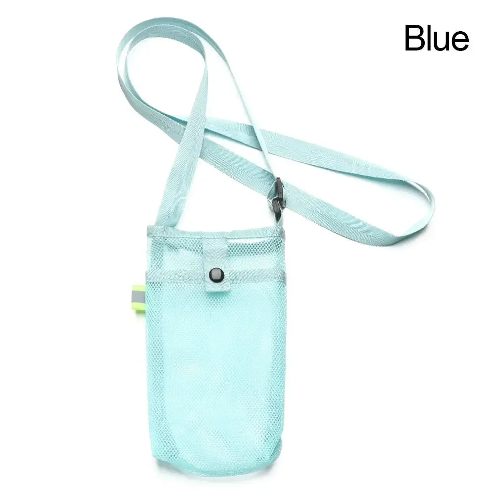 Portable Sport Water Bottle Cover With Strap Cup Sleeve Mesh Cup Pouch Mobile Phone Bag Visible Bag Outdoor Camping Accessories