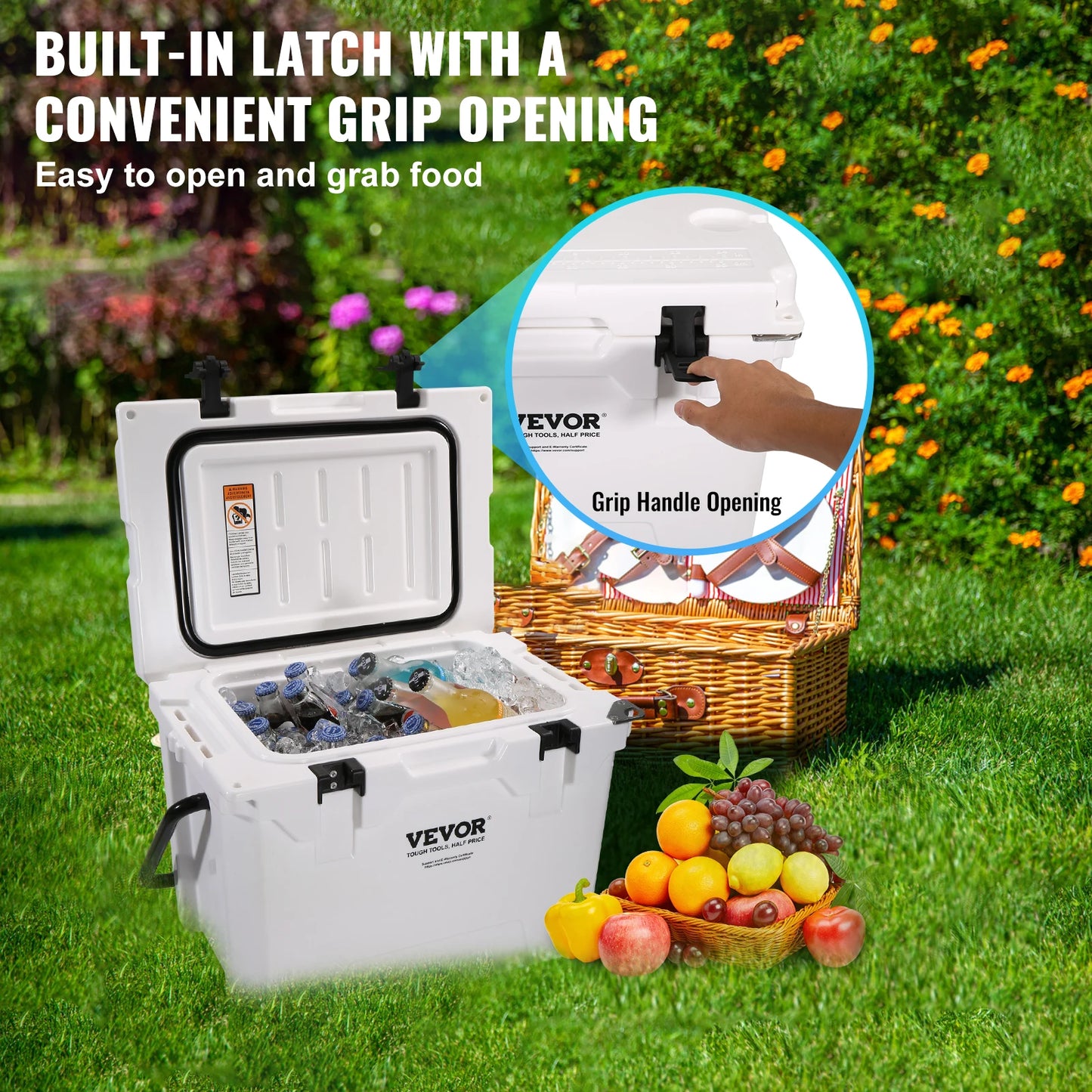 SucceBuy 25QT 33QT 45QT 52QT Hard Cooler Insulated Portable Large Capacity Ice Chest Cooling Box for Family Outdoor Camping Activities