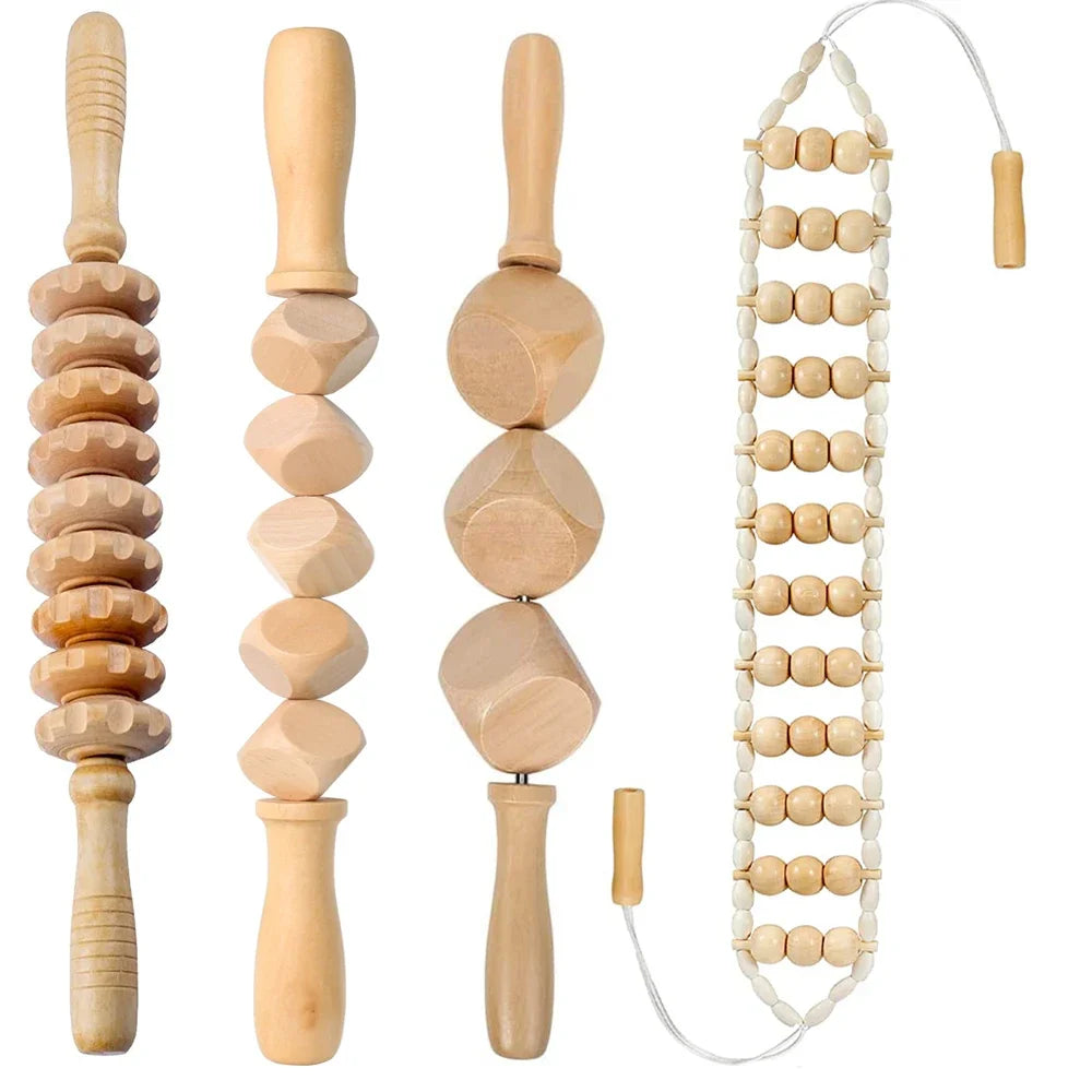 2/4/6/8PCS Wooden Therapy Massage Sets Pain Relief Maderoterapia CorporalAnti Cellulite Body Slimmling Gua Sha Back Massager