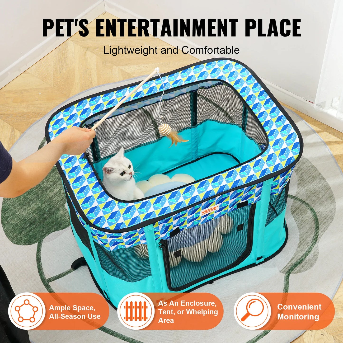 VEVOR Portable Foldable Pet Playpen Tent Crate Kennel Waterproof Puppy Shelter for Dogs and Cats Indoor Outdoor Travel Camping