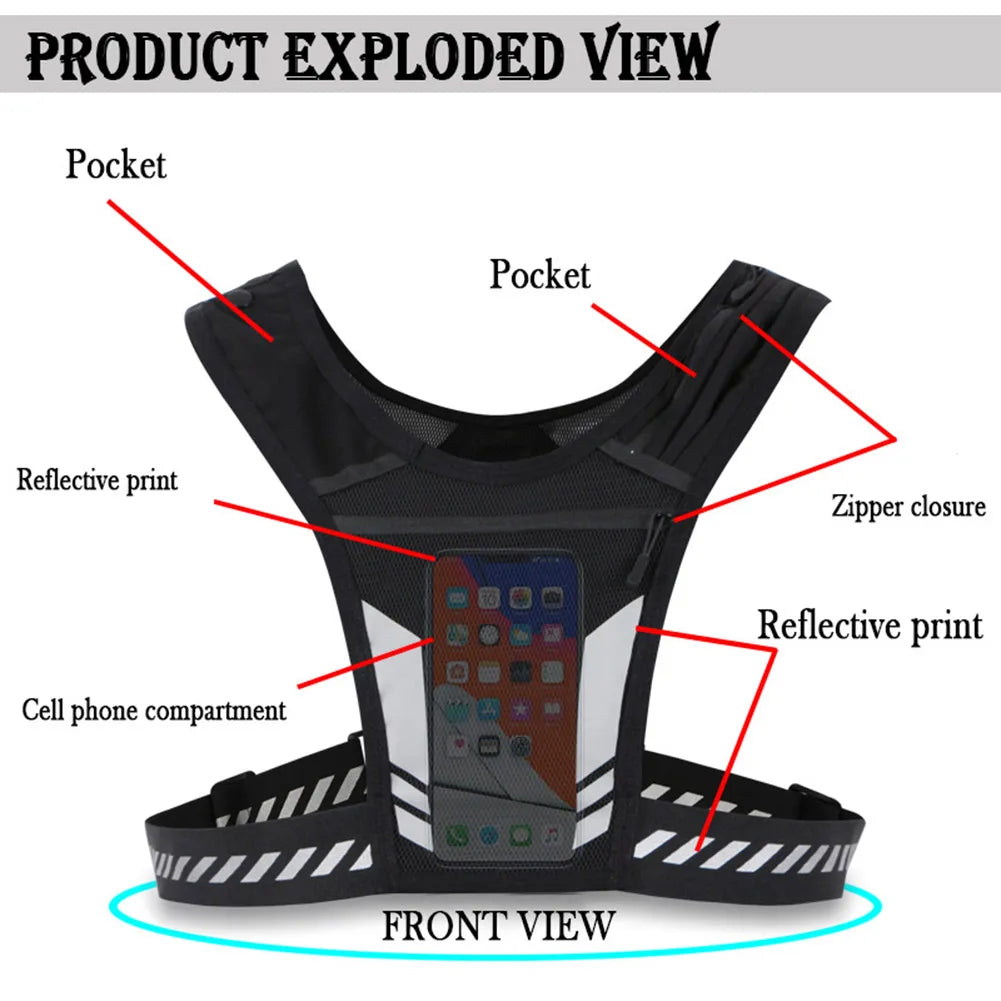 Running Phone Holder Vest Lightweight Cycling Vest Unisex Breathable Mesh Running Chest Pouch Adjustable Buckle for Summer