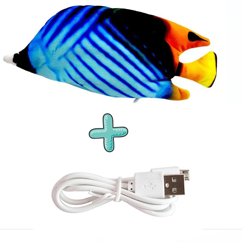 Cat USB Charger Interactive Electric Floppy Fish Toy Realistic Chew Bite Toy for Cats and Dogs