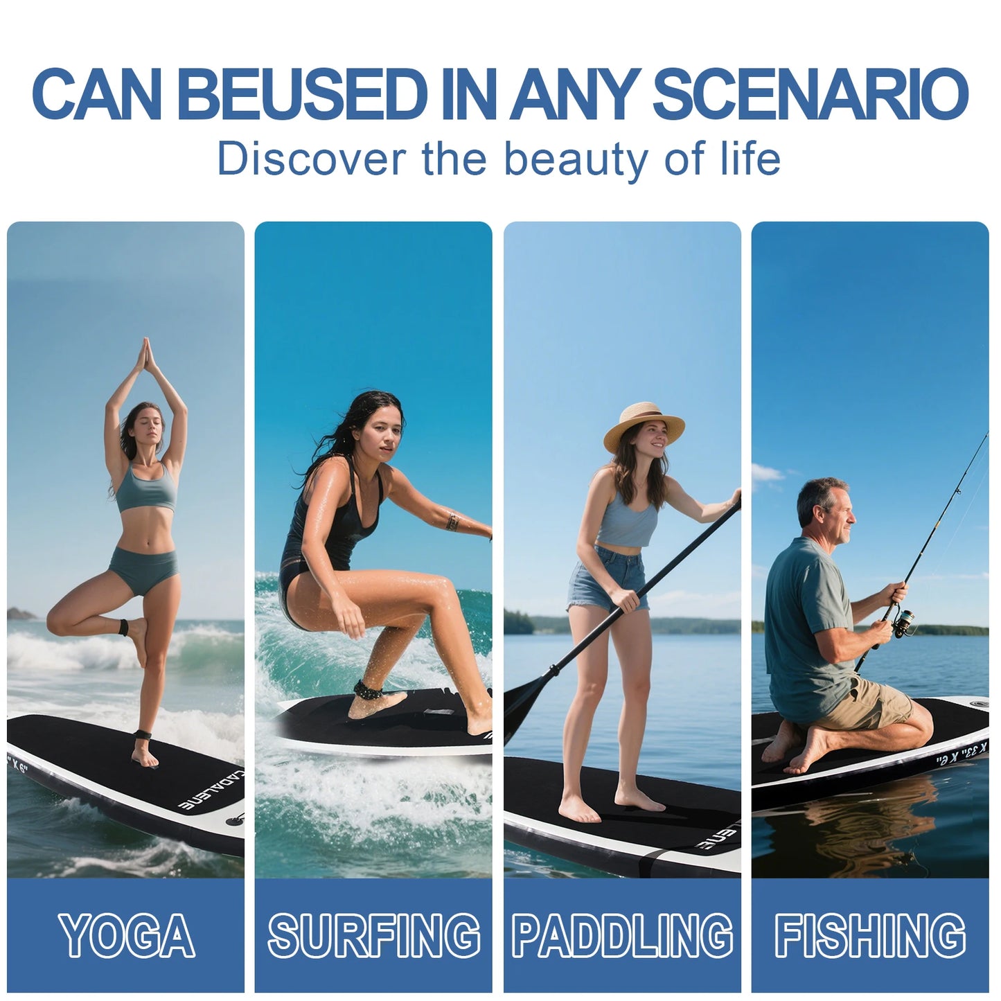 Cadalene Inflatable Stand Up Paddle Board with SUP Accessories Anti Slip EVA Deck 10 Inch Inflatable Paddle Boards for Adults