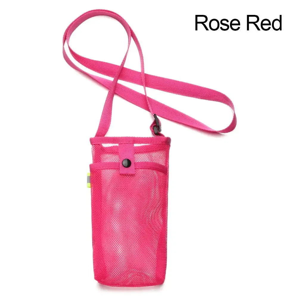 Portable Sport Water Bottle Cover With Strap Cup Sleeve Mesh Cup Pouch Mobile Phone Bag Visible Bag Outdoor Camping Accessories
