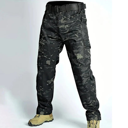 Men's Tactical Cargo Pants Waterproof Camouflage Outdoor Sports Hiking Work Duty Wear Casual Pants