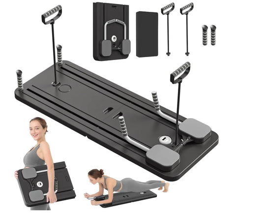 Pilates Board Pilates Reformer Set Multi-Purpose Foldable Pilates 5 in 1 Pilates Sliding Board Black