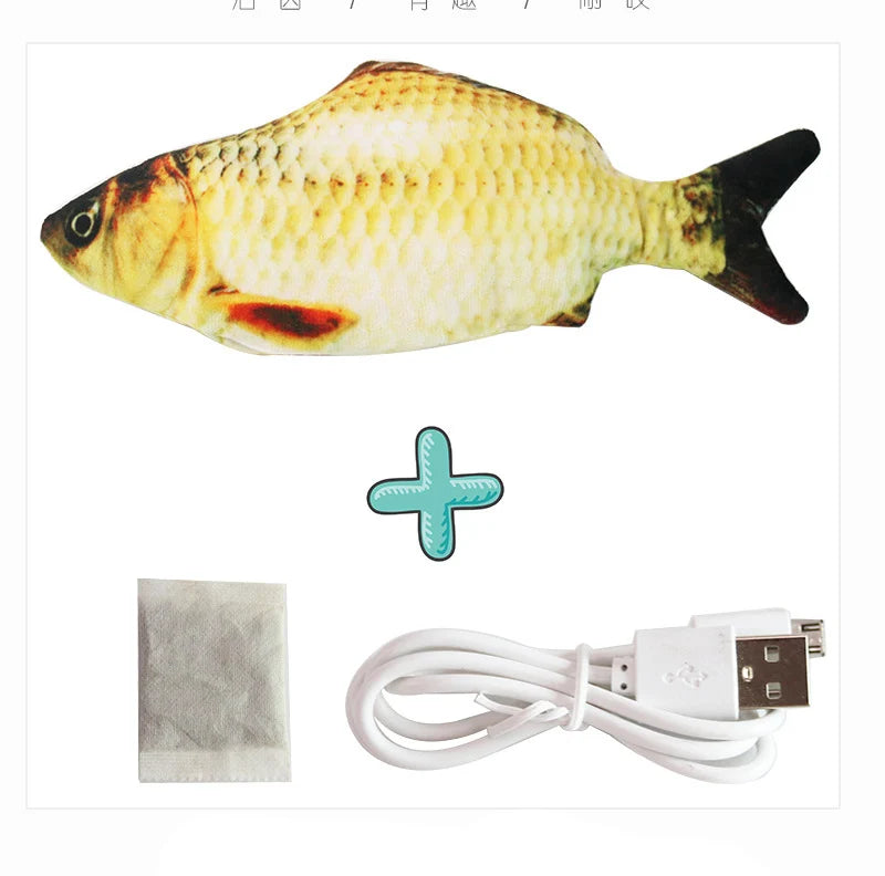 Cat USB Charger Interactive Electric Floppy Fish Toy Realistic Chew Bite Toy for Cats and Dogs