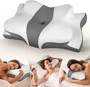 True Cooling Cervical Neck Pillow for Pain Relief, Ergonomic Side Sleeper Pillow for Neck Support, Odorless Orthopedic Contour