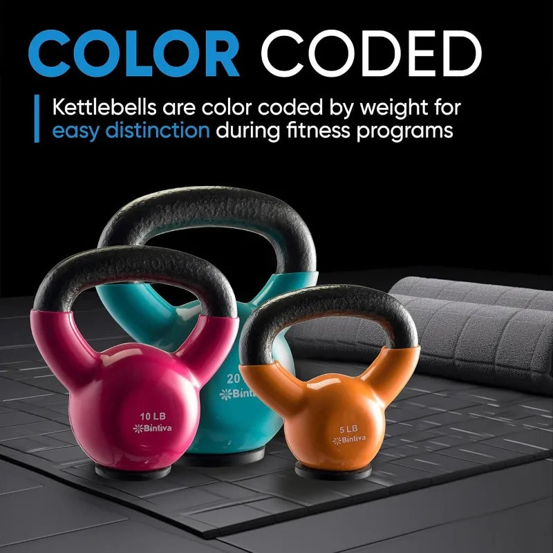 Kettlebell Sets Professional Grade - Strength Training Kettlebells for Home Workout - Cast Iron Kettle Bell Weight Sets for Men
