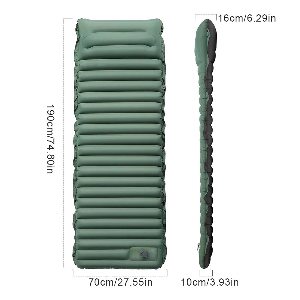 10cm Self-Inflating Sleeping Mat with Foot Pump and Pillow Ultralight Waterproof Camping Air Mattress for Outdoor Use