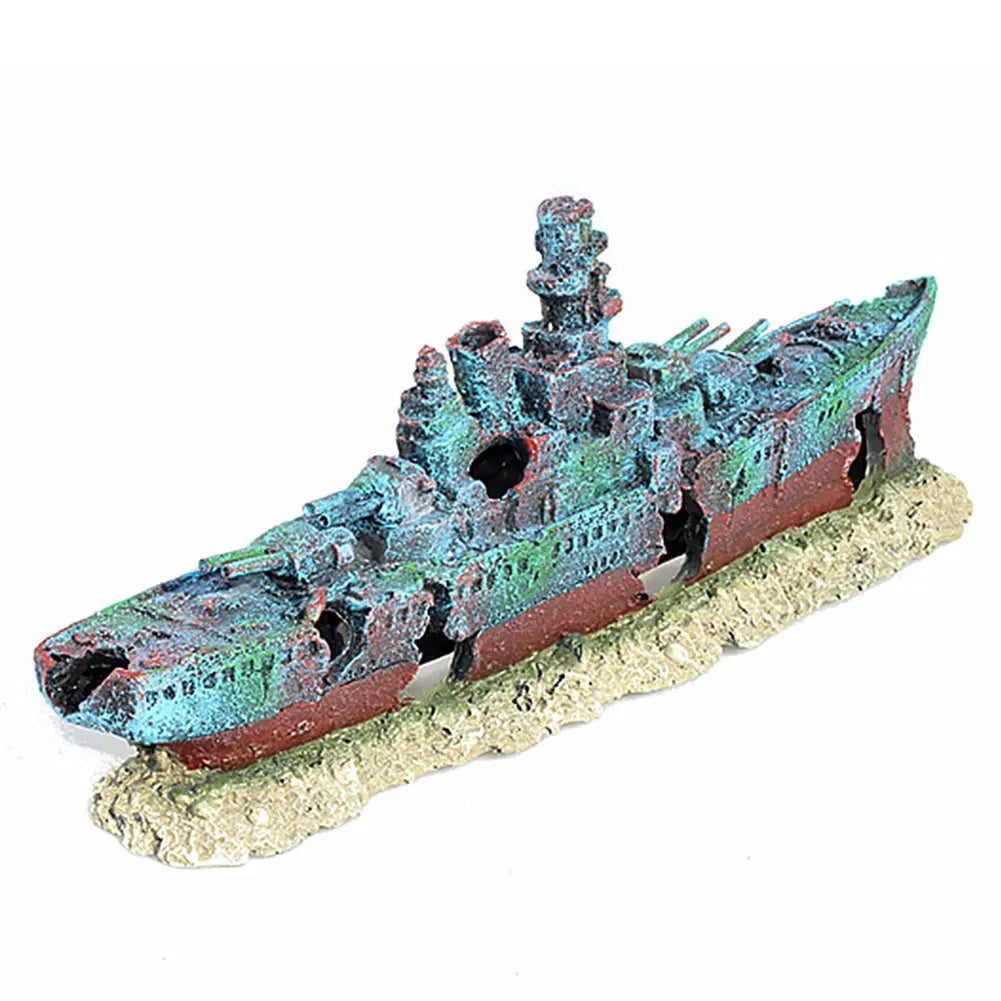 Aquarium Creative Warship Wreckage Multifunction Warship Ornament Shipwreck Decorations for Fish Tank Cave Decor Accessories