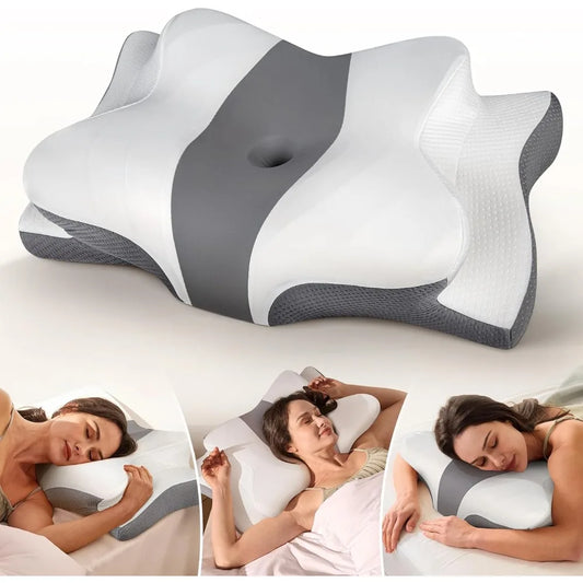True Cooling Cervical Neck Pillow for Pain Relief, Ergonomic Side Sleeper Pillow for Neck Support, Odorless Orthopedic Contour