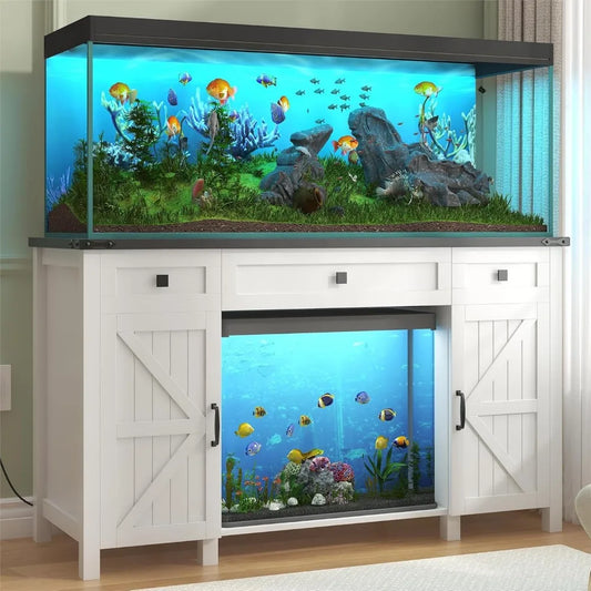 55-75 Gallon Aquarium Stand With Charging Station, Farmhouse Fish Tank Stand, Reptile Tank Stand Terrarium Stand with Drawer and