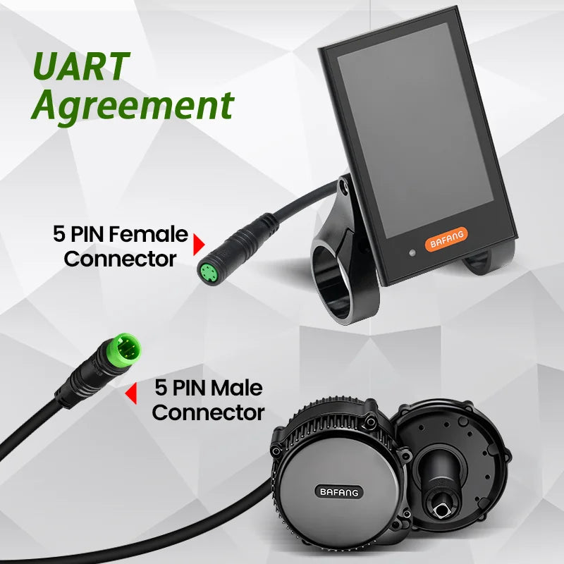Bafang DPC18 UART Display for Ebike Mid Drive Motor Female Connector with USB Port 0-9 Pedal Assist Levels for BBS01 BBS02 BBSHD