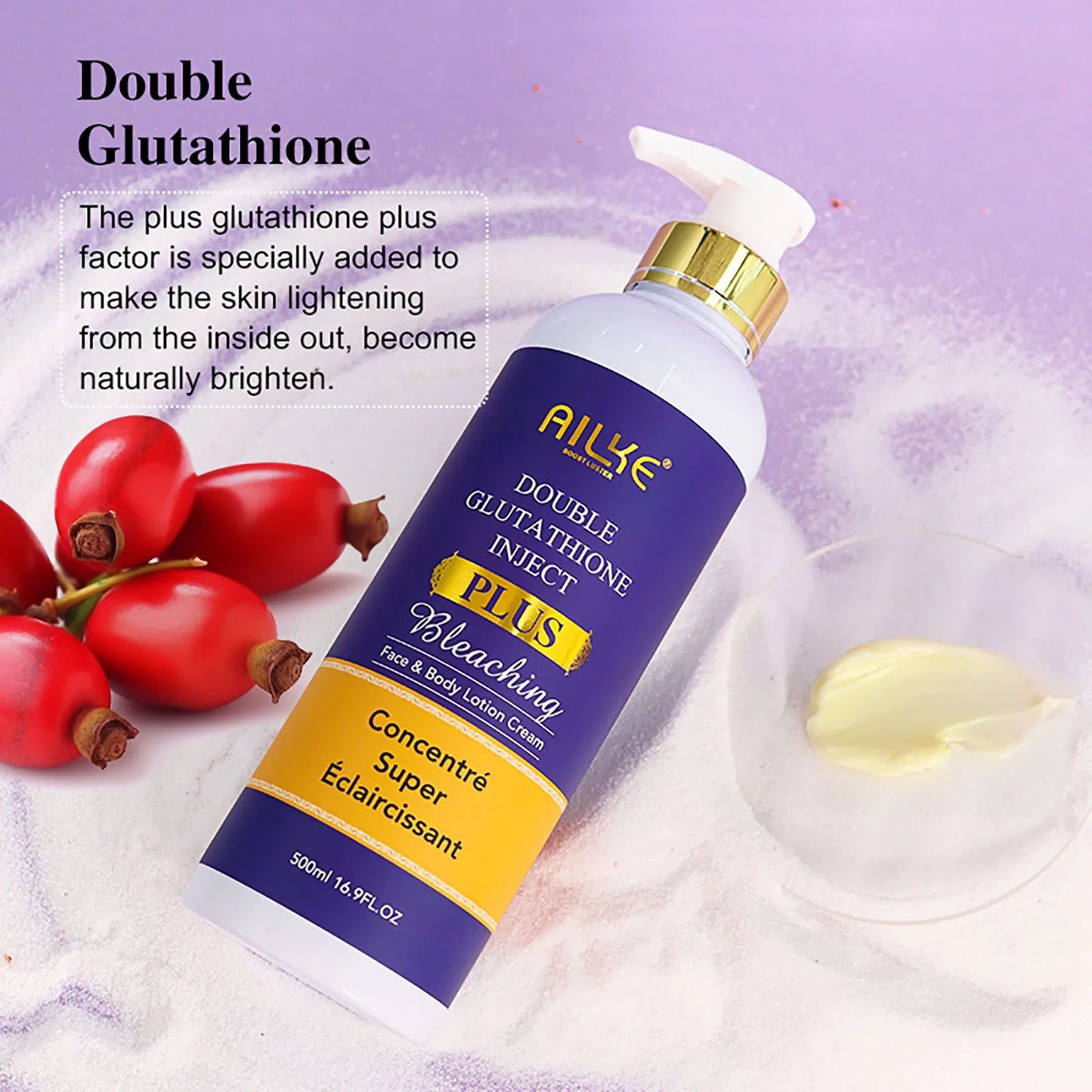 AILKE Glutathione Bleaching Cream Advanced Lightening Lotion Glowing Cream for Inner Thighs Bikini Area and Underarms Natural