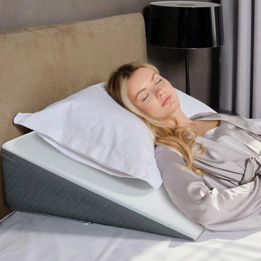 Bed Wedge Pillow for Sleep Apnea, Sleeping Comfort, Relaxing, Acid Reflux, Heartburn and Back Pain Relief. Cushion for Sitting
