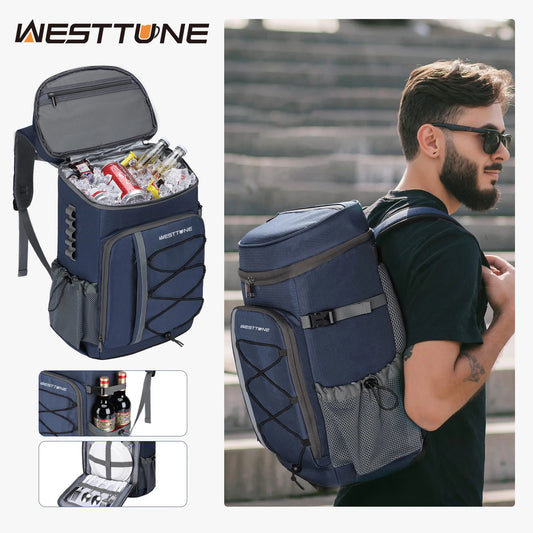 WestTune 35 Can Cooler Backpack Leakproof Insulated Soft Cooler Bag for Camping Beach Hiking and Travel