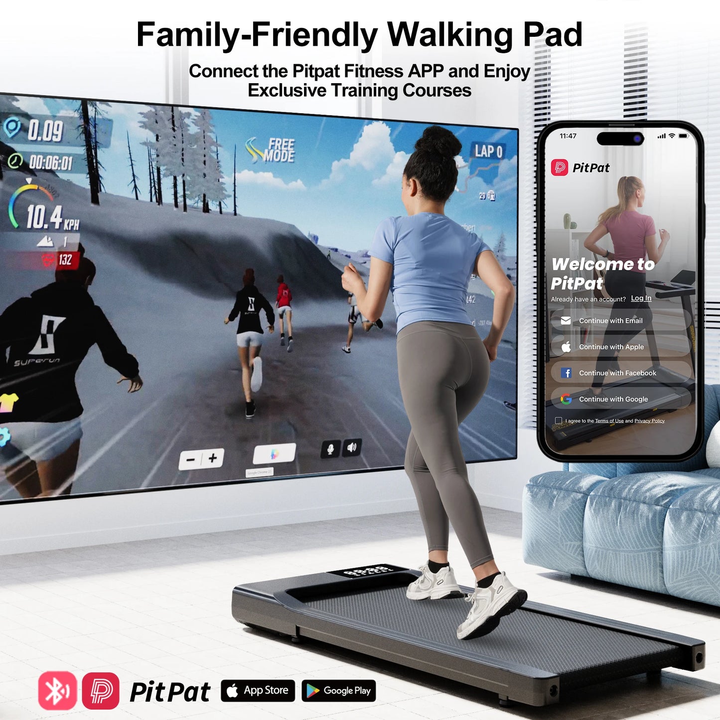 3-in-1 Portable Treadmill with Remote Cntrol LED Display 2.5HP Silent Walkingpad Jogging Machine for Home Office 300LBS Capacity