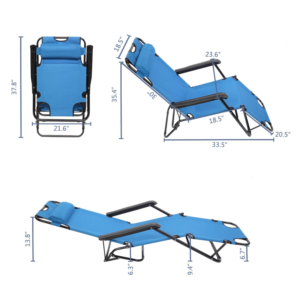 RHC 202 Portable Dual Purposes Extendable Folding Reclining Chair Blue