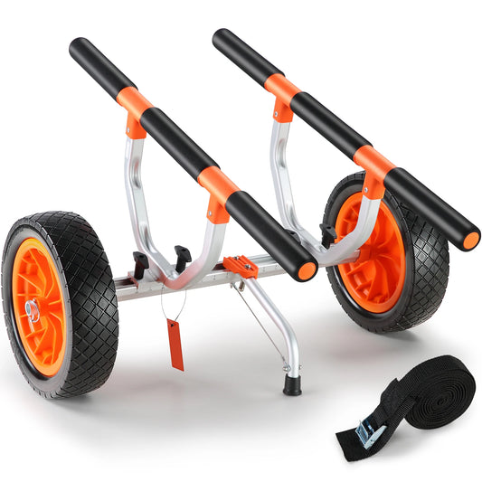 SucceBuy Kayak Cart 450lbs Detachable Canoe Trolley Cart with 12 Inch Tires Adjustable Width for Paddleboards Float Mats and Jon Boats