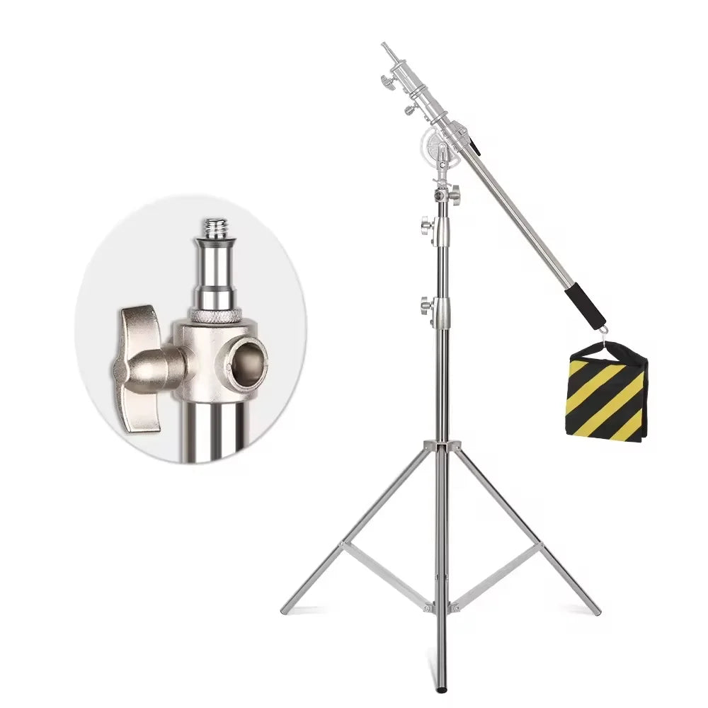 290cm Air Pressure Tripod Bearing 10kg for Camera Stainless Steel Light Stand For Ring Light Live Youtube and Photography Soft