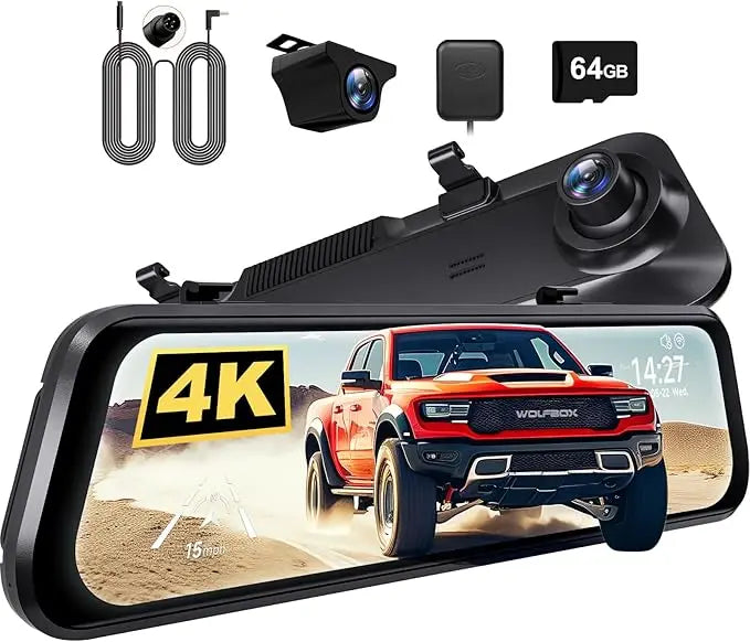 WOLFBOX G850 PRO 4K WIFI Mirror Dash Cam with ADAS and BSD 5.8GHz WiFi  Voice Control Car DVR  Rearview Mirror 12inch