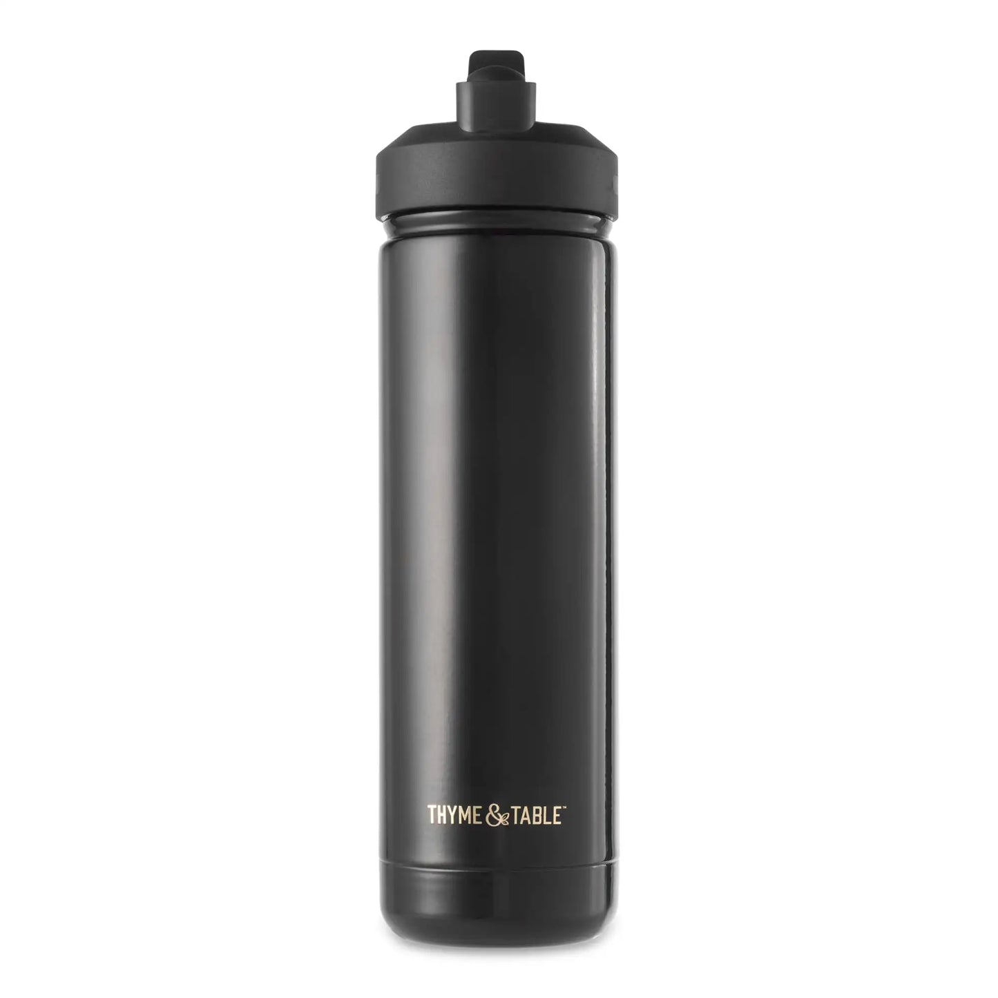 26 oz Water Bottle with Straw Lid, Black with Butterfly Gold Charm