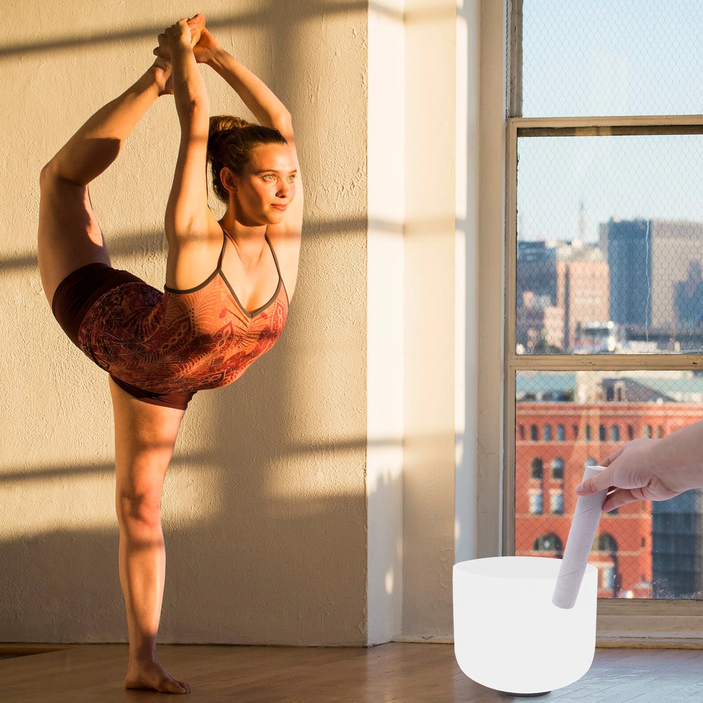 8 inch Singing Bowl with Striker Rubber Ring Music Bowl Sound Healing for Home Yoga Studio Healing Room White