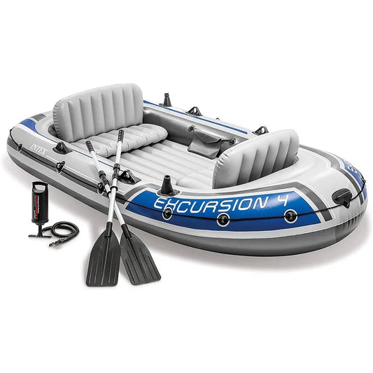 Intex Excursion Inflatable Boat Series with Deluxe 54 Inch Oars and High Output Pump Super Tough PVC Adjustable Seats
