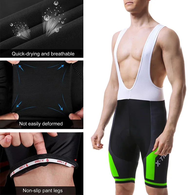 X Tiger Pro Cycling Bib Shorts Mountain Bike Shorts Summer Shockproof 5D Gel Pad Cushion MTB Bicycle Bib Tights Triathlon