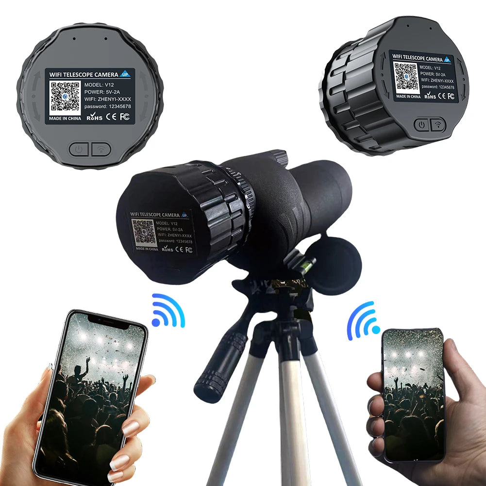 2K 4 Million High Definition WiFi Electronic Eyepieces for 25mm to 50mm Scopes WiFi Telescope Eyepiece for Bird Watching