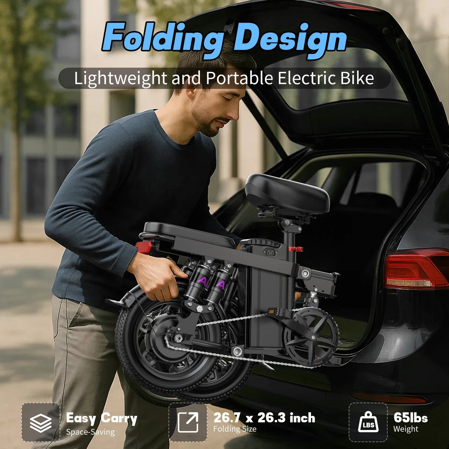 Electric Bike for Adults Teen-Folding Electric Bicycle 750W Peak Motor,20+MPH 35 Miles,Commuter Ebike 48V 15AH Removable Battery