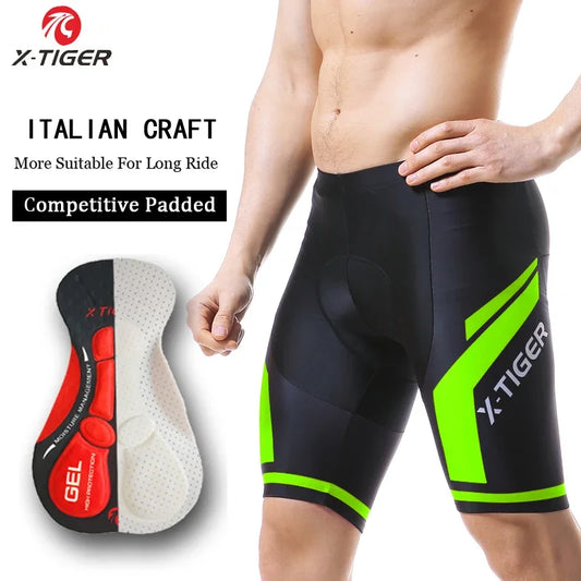 X Tiger Pro Cycling Bib Shorts Mountain Bike Shorts Summer Shockproof 5D Gel Pad Cushion MTB Bicycle Bib Tights Triathlon