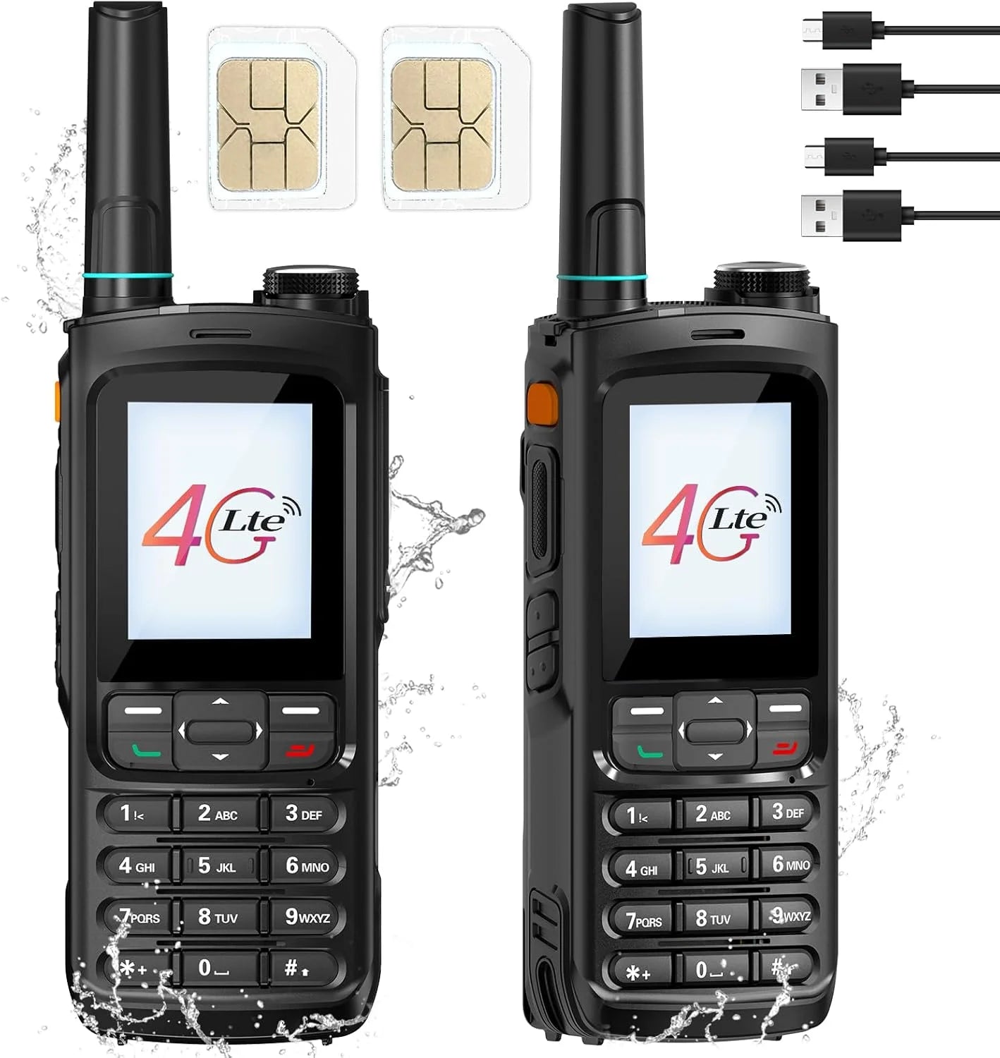 2PCS Global Network POC Radio Walkie Talkie 4G WiFi Unlimited Range Type C Long Range SIM Card Two Way Radio for Hunting Camping