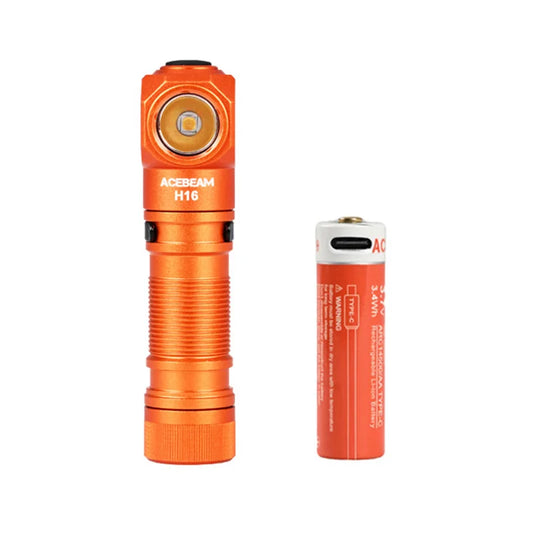 Acebeam H16 Super Lightweight Headlamp AA Battery LED Right Angle Light EDC Flashlight 5000K CRI 90 6500K 1000 Lumens
