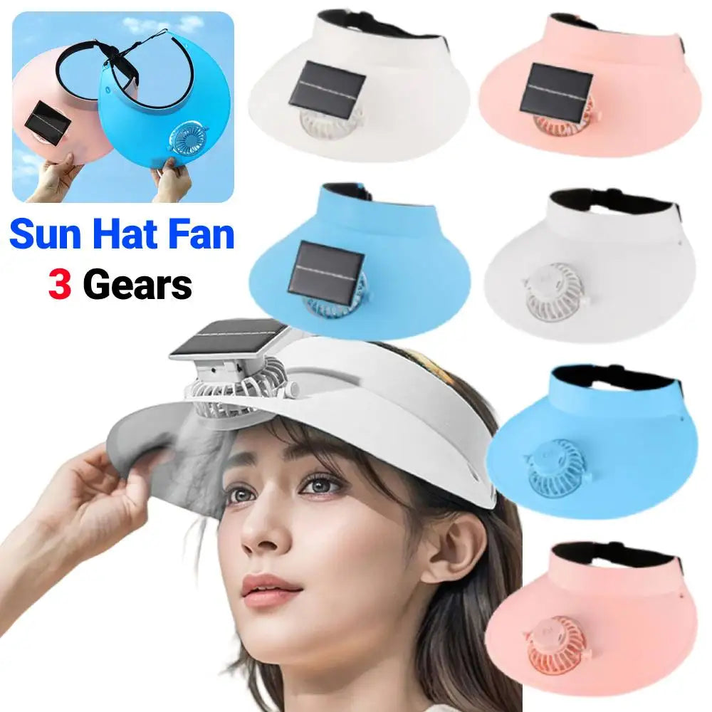 Sun Visor Hat With Fan Solar And USB Charging Sun Protection Hat Breathable Summer Cooling Fan Hat For Outdoor Camping Fishing