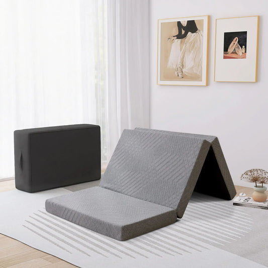 Hcore Folding Mattress 4 Inch Foldable Memory Foam Mattress with Bag Portable Mattress Topper for Floor Camping and Guest Use