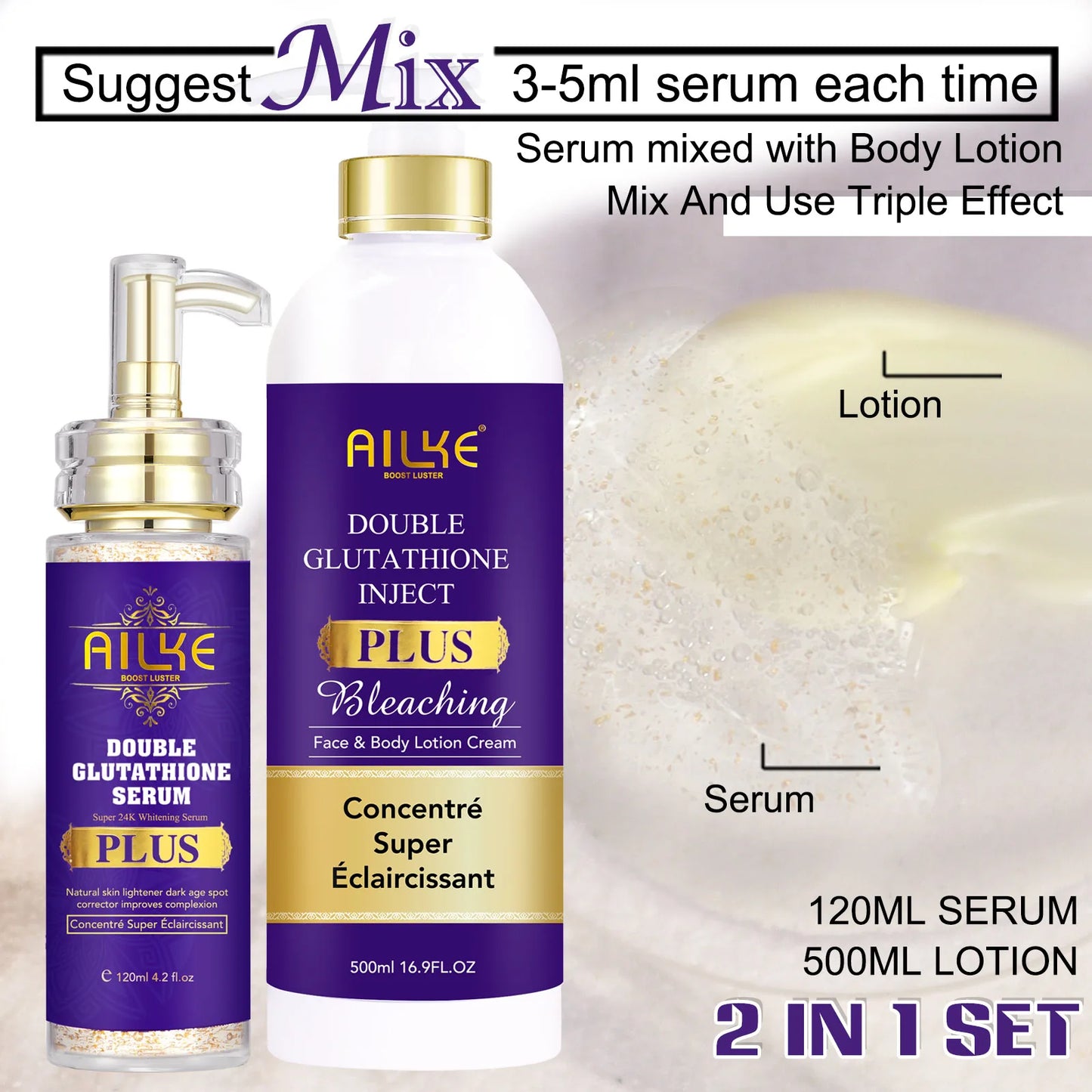 AILKE Glutathione Bleaching Cream Advanced Lightening Lotion Glowing Cream for Inner Thighs Bikini Area and Underarms Natural