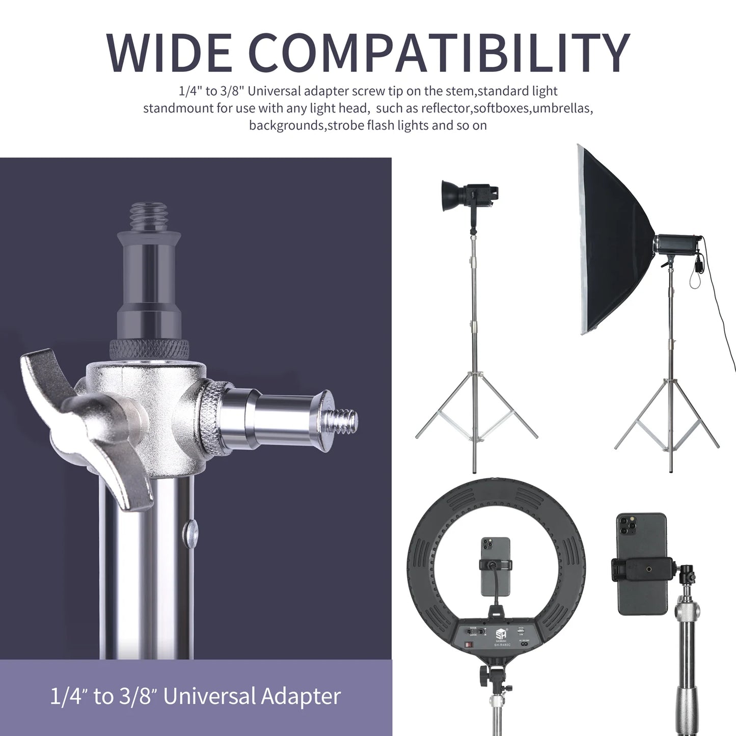 290cm Air Pressure Tripod Bearing 10kg for Camera Stainless Steel Light Stand For Ring Light Live Youtube and Photography Soft
