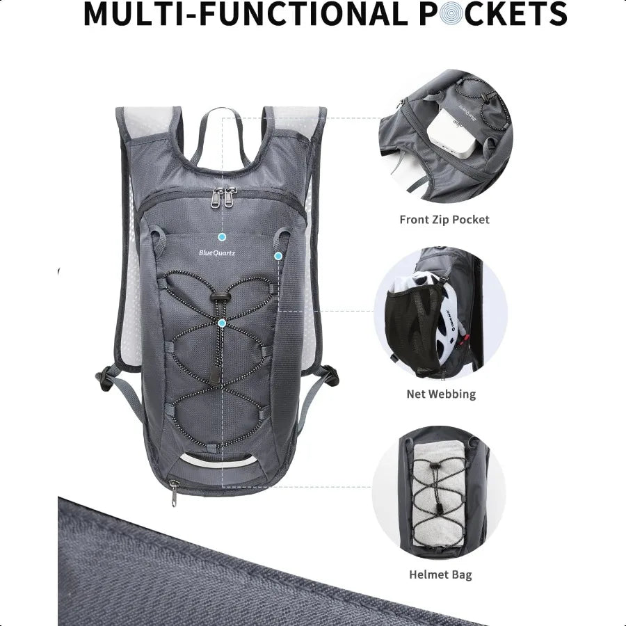 Hydration Backpack with 2L Water Bladder Hiking Water Backpack for Women Men Lightweight Cycling Daypack with  Helmet Net Bag H