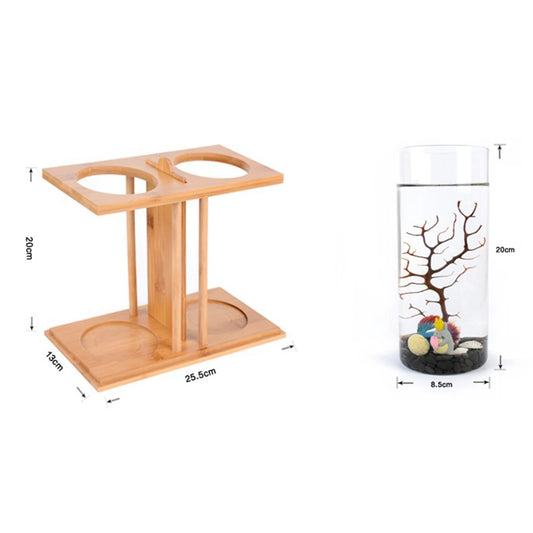 Desktop Mini Fish Tank Creative Bamboo Wood Ecological Fish Tank Dual Glass  DIY Fish Tank Aquarium