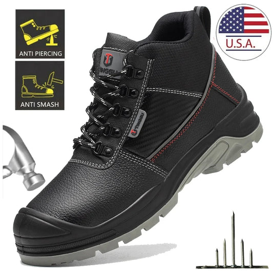 Safety Shoes for Men Waterproof Work Boots Anti Smash Anti Puncture Protective Steel Toe Boots Outdoor Sneakers