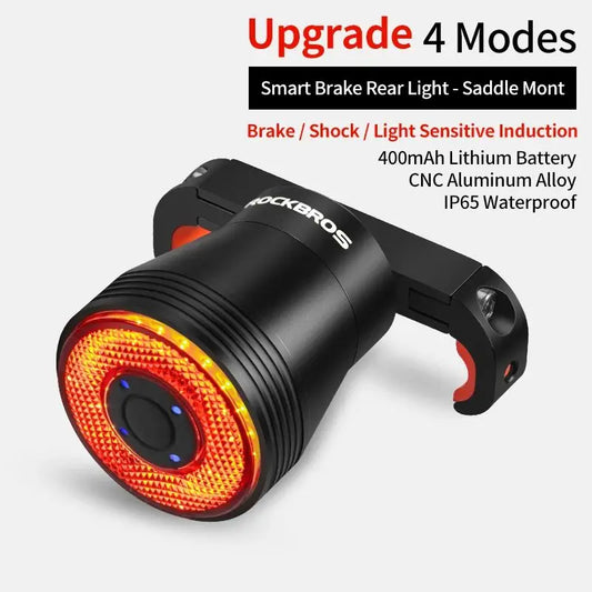 Rockbros Bicycle Smart Auto Brake Sensing Light IPX6 Waterproof LED Charging Cycling Taillight Bike Rear Light Accessories Q5