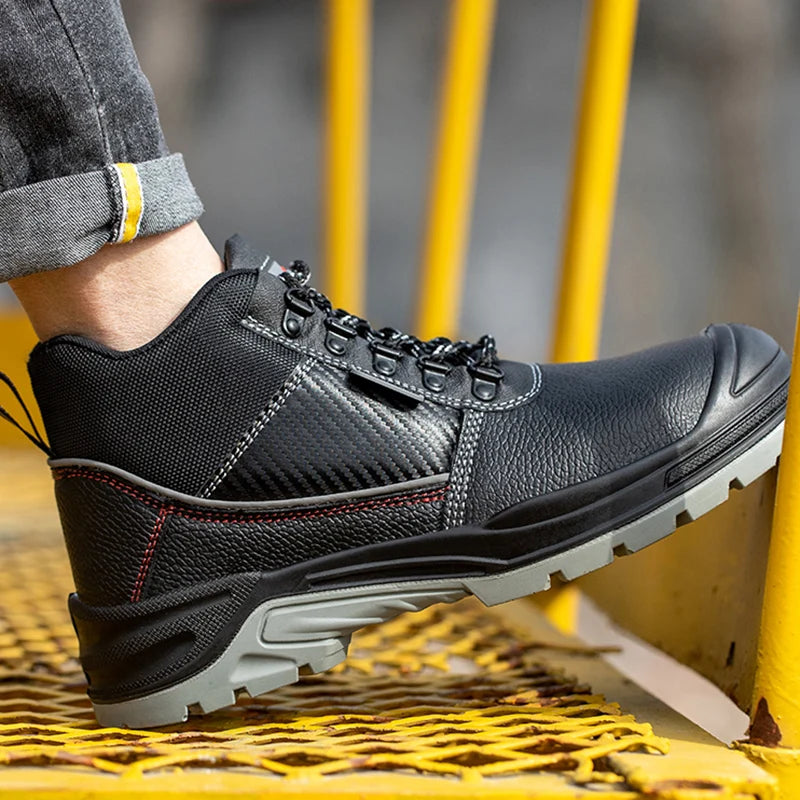 Safety Shoes for Men Waterproof Work Boots Anti Smash Anti Puncture Protective Steel Toe Boots Outdoor Sneakers